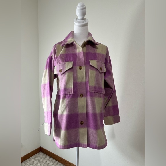 🚨HOST PICK🚨NWT Banana Republic Factory Purple Plaid Shacket - Picture 5 of 8